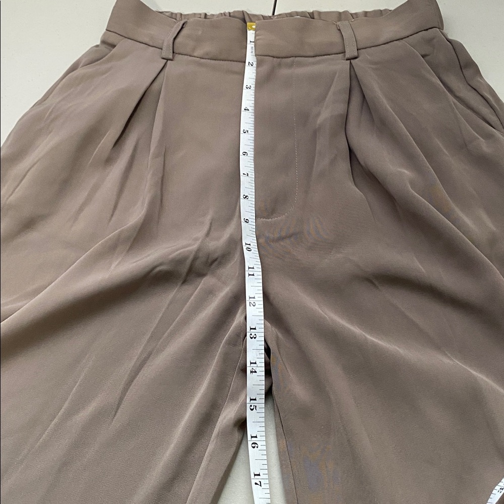 Wide Leg High-Waist Trousers - Taupe - Picture 9 of 15